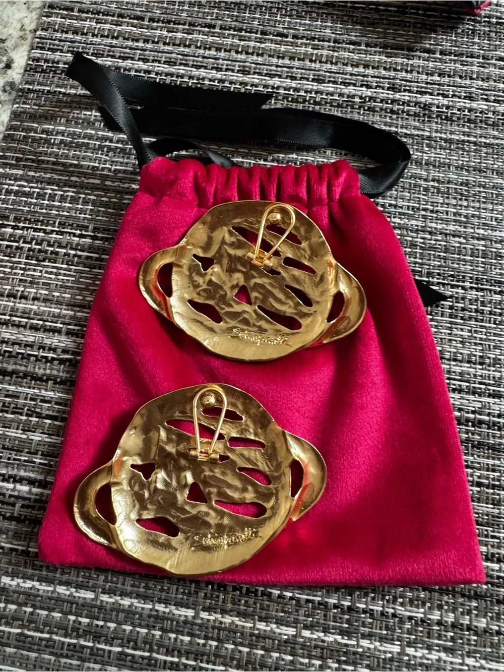 Schiaparelli Gold-Tone Planet Motif Earrings with Green Accent